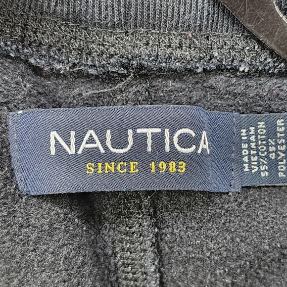 Nautica Pants Mens M Black Pull On Jogger Casual Athleisure Back Zip Pocket - Picture 4 of 13